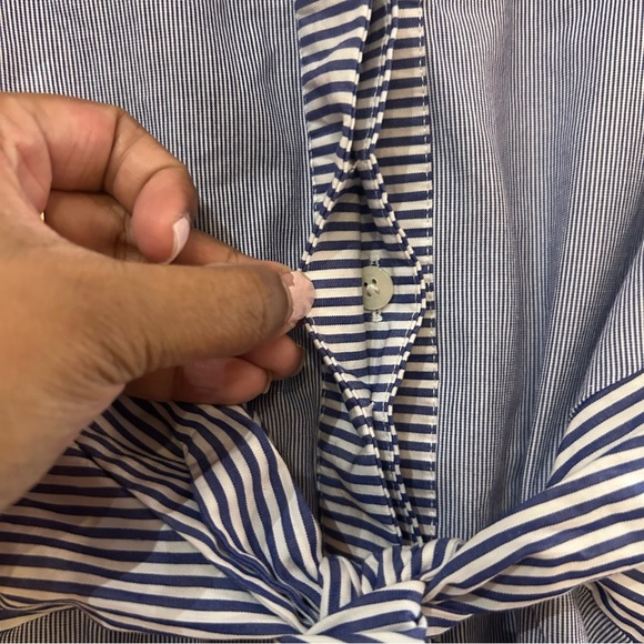 Vineyard Vines Tie Front Mix Stripe Cotton Dress Sz 0 Buttondown Mini Dress - Picture 9 of 12